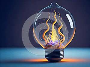 Eco friendly lightbulb with electric energy inside, concept of Renewable Energy and Sustainable Living. concept business energy in