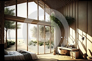 Eco-Friendly Living: A Room with Natural Light and Sustainable Furnishings. Generative AI