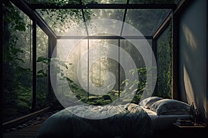 Eco-Friendly Living: A Room with Natural Light and Sustainable Furnishings. Generative AI