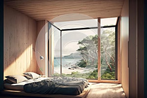 Eco-Friendly Living: A Room with Natural Light and Sustainable Furnishings. Generative AI