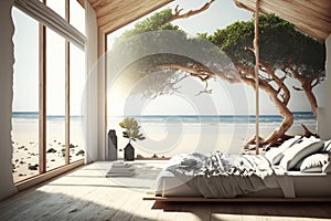 Eco-Friendly Living: A Room with Natural Light and Sustainable Furnishings. Generative AI