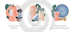 Eco-friendly materials abstract concept vector illustrations.