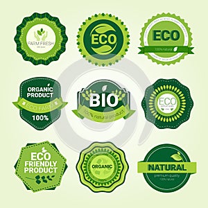 Eco Friendly Organic Natural Product Web Icon Set Green Logo Collection