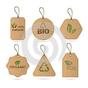 Eco Friendly Organic Natural Product Web Icon Tag Set Logo
