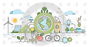 Eco friendly outline concept clean environment vector illustration photo
