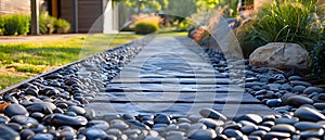 Eco-Friendly Permeable Driveway Walkway: A Sustainable Landscaping Solution with Water Drainage Benefits. Concept Eco-Friendly