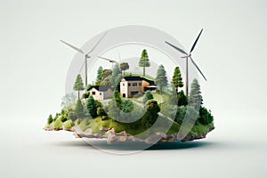 Eco friendly power generation wind energy farm on sustainable island