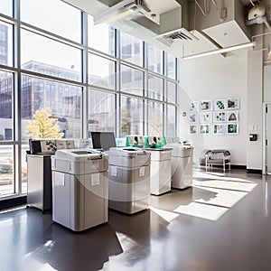 Eco-Friendly Recycling Station: Promoting Sustainable Practices in a Minimalist Office photo