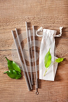 Eco-friendly reusable metal drinking straw. zero waste concept