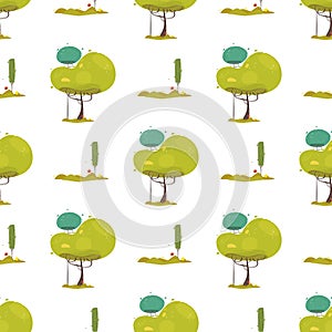 Eco Friendly Seamless Pattern with Green Trees