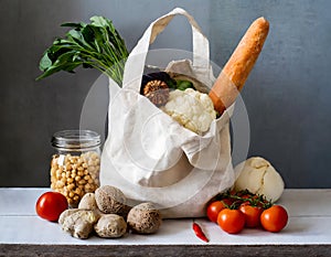 Eco-Friendly Shopping: Fresh Organic Produce in Reusable Bag.