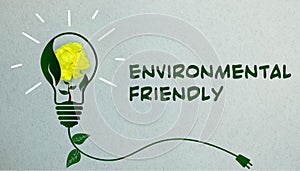 eco friendly sign message on a wooden panel and green plant - image is isolated on a white background