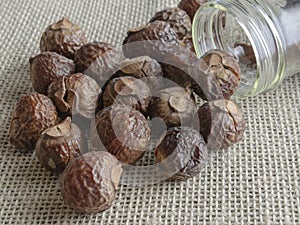 Eco-Friendly Soap Nuts On Burlap