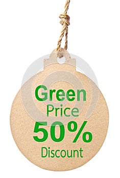 Eco friendly tag, Green price 50% Discount.