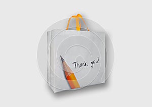 Eco Friendly Thank You Bag, Non woven Printed Bag, Polypropylene School Bag on White background