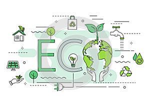 eco friendly thin line environment web page banner. The word \