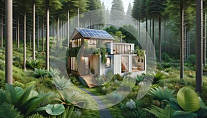 Eco-friendly tiny house in forest