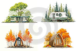 Eco-friendly tiny house in forest isolated