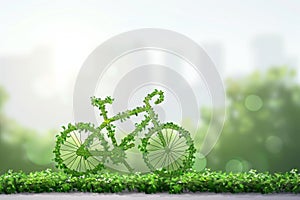 Eco-Friendly Transportation Concept with Green Bicycle