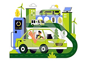 Eco Friendly Transportation Illustration featuring the Combination of Multiple Travel Modes for Efficiency in Urban Transport