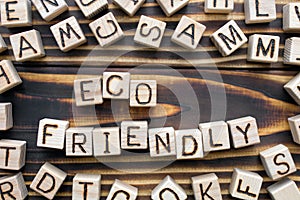 eco friendly wooden cubes with letters