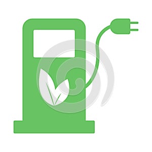 Eco fuel pump station icon. Charging point for hybrid vehicles cars sign symbol