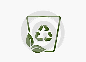 Eco garbage line icon. recycling, eco friendly and environmental management symbol. trash can with recycle sign
