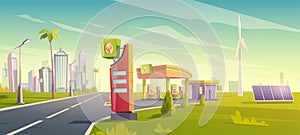 Eco gas station, green city car refueling service