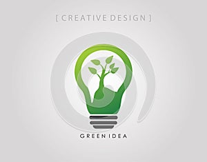 Eco Green Bulb alternative nature energy technology, simple modern professional logo icon template
