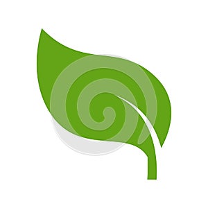 Eco green color leaf vector logo flat icon.