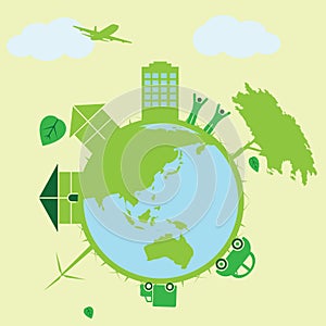 eco green earth. Vector illustration decorative design
