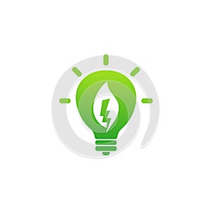 Eco green energy icon sign isolated on bulb shape