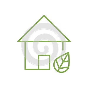 Eco green house icon. Real estate line symbol. Bio home concept.