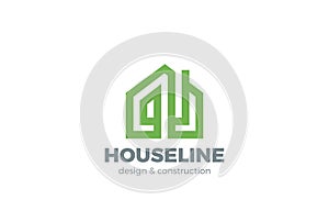 Eco Green House Logo design vector linear Real