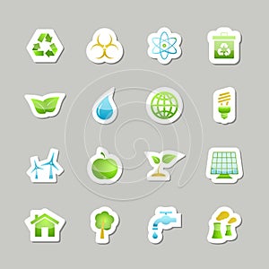 Eco green icons set