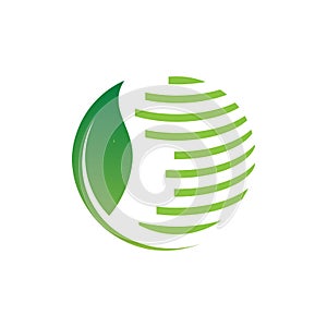 eco green leaf global globe logo design vector illustrations