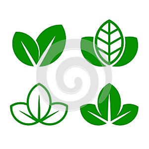 Eco Green Leaf Icon Set. Vector