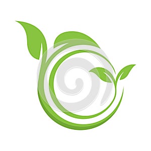 eco green leaf logo vector icon illustration