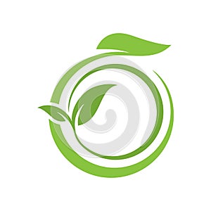 eco green leaf logo vector icon illustration