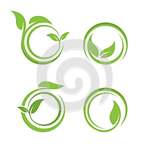 eco green leaf logo vector icon illustration