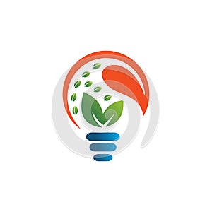 Eco green light bulb logo vector