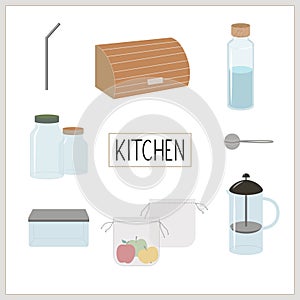 Eco, green, minimalism and zero waste lifestyle. Kitchen