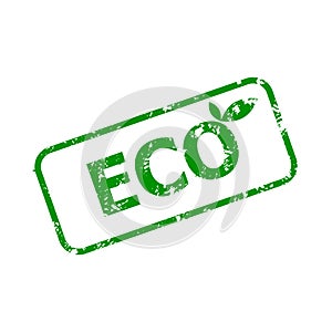 Eco green rubber stamp isolated on white