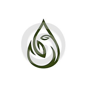 eco green water drop Logo design vector template