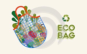 Eco grocery bag and vegetables for ecology concept