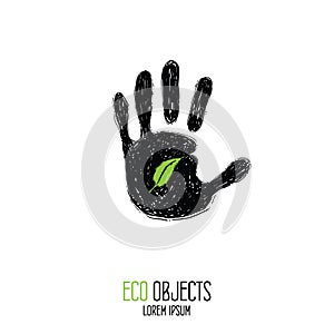 Eco hand. Original hand drawn high quality