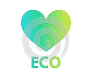 Eco heart icon in blue and green colors. Protect oceans and environment symbol