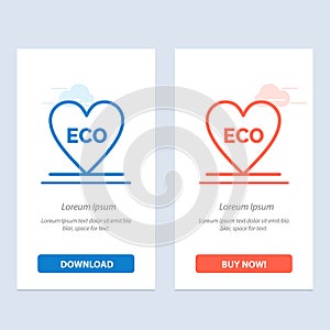 Eco, Heart, Love, Environment  Blue and Red Download and Buy Now web Widget Card Template