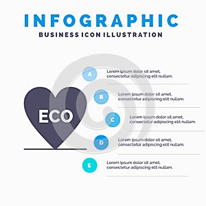 Eco, Heart, Love, Environment Solid Icon Infographics 5 Steps Presentation Background