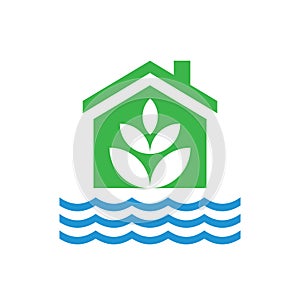 Eco home concept icon logo design. Ecology house creative symbol. Environment sign. Graphic design element. Green energy. Nature